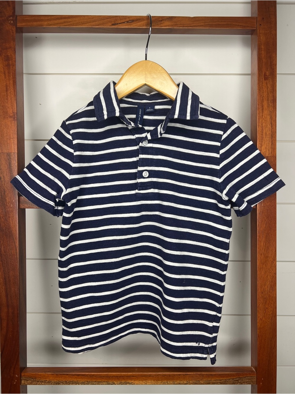 Janie + Jack: Striped Navy and White Polo Shirt